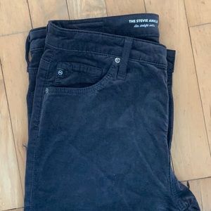 AG Stevie Slim Straight Corduroy denim- charcoal/light black color